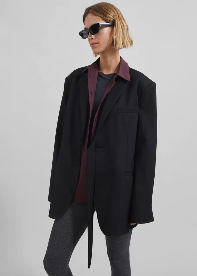 Clothing Women The Frankie Shop Whiteney Tie Up Blazer 8211 Black
