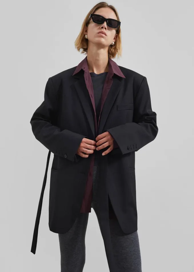 Clothing Women The Frankie Shop Whiteney Tie Up Blazer 8211 Black