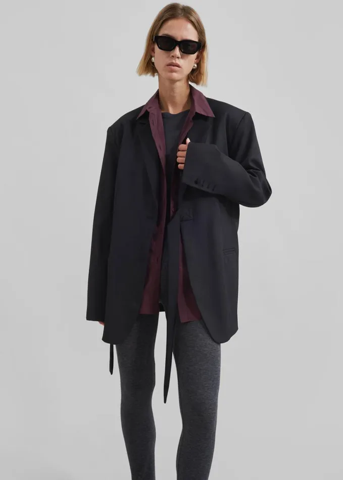 Clothing Women The Frankie Shop Whiteney Tie Up Blazer 8211 Black