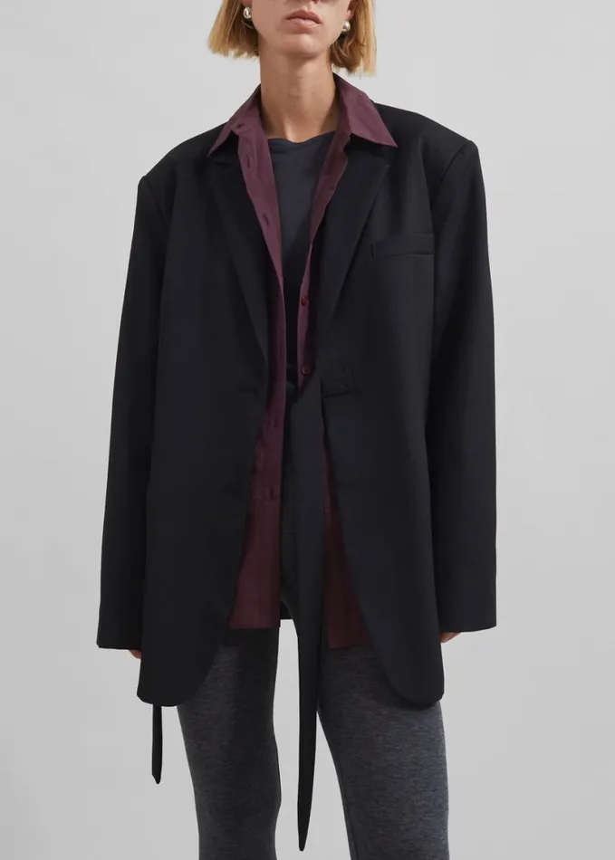 Clothing Women The Frankie Shop Whiteney Tie Up Blazer 8211 Black