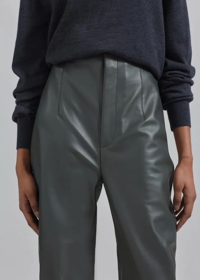 Clothing Women The Frankie Shop Ziggy Long Leather Pants 8211 Light Khaki