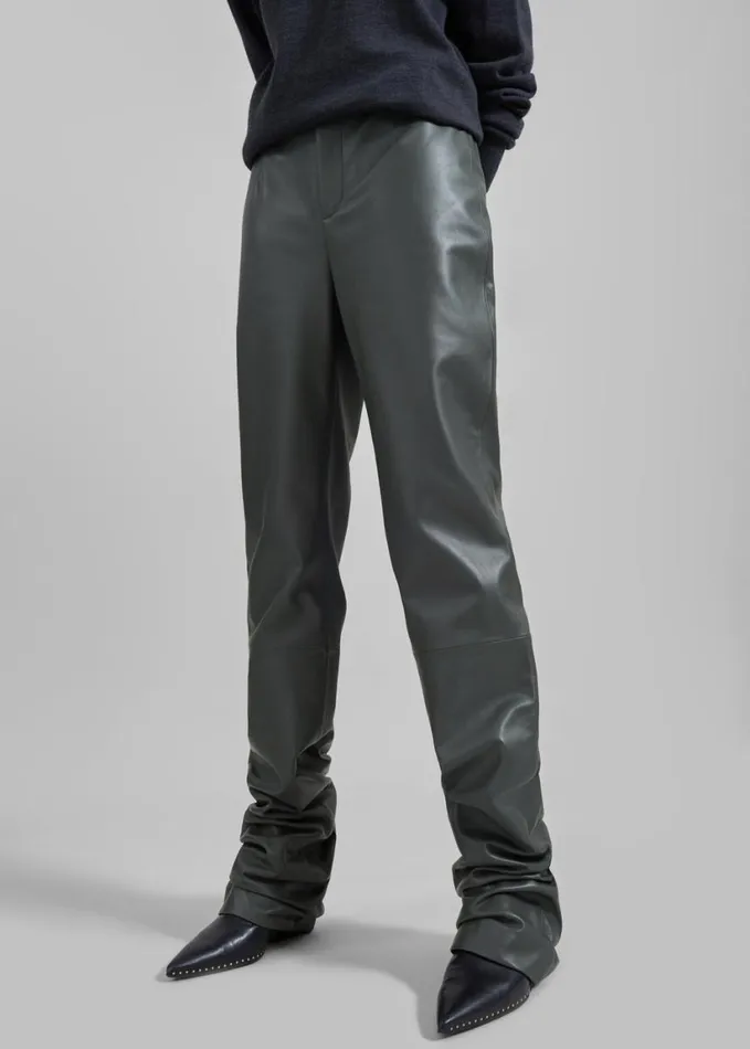Clothing Women The Frankie Shop Ziggy Long Leather Pants 8211 Light Khaki