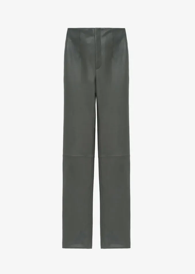 Clothing Women The Frankie Shop Ziggy Long Leather Pants 8211 Light Khaki