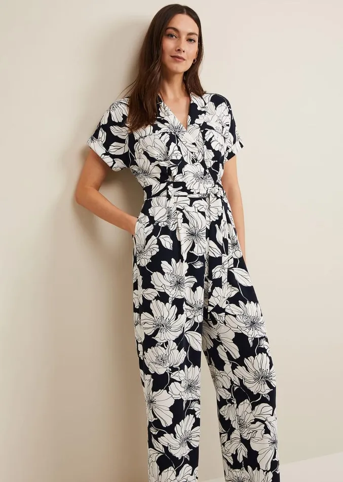 Constance Floral Jumpsuit Navyivory Women Phase Eight Dresses