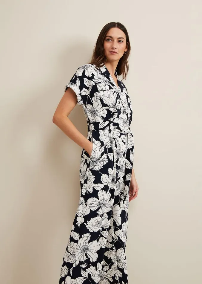 Constance Floral Jumpsuit Navyivory Women Phase Eight Dresses