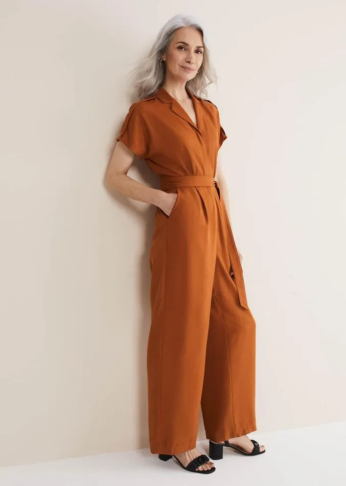 Cora Belted Jumpsuit Burnt Orange Women Phase Eight Dresses