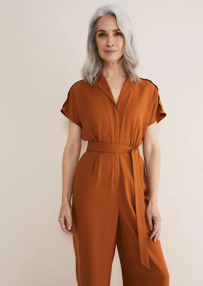 Cora Belted Jumpsuit Burnt Orange Women Phase Eight Dresses