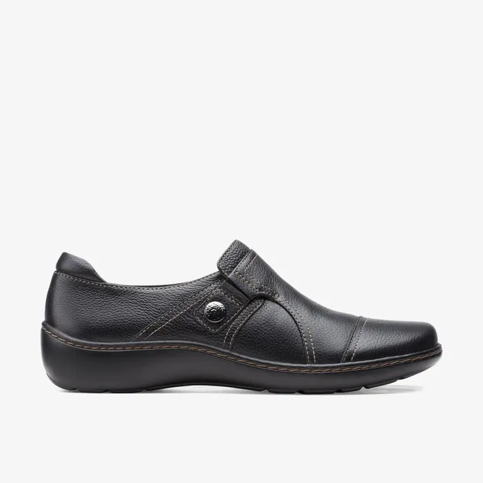 Cora Poppy Black Tumbled Women Clarks Clogs and Mules