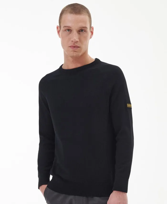 Cotton Crew Neck Sweater Anthracite Marl Men Barbour Jumpers