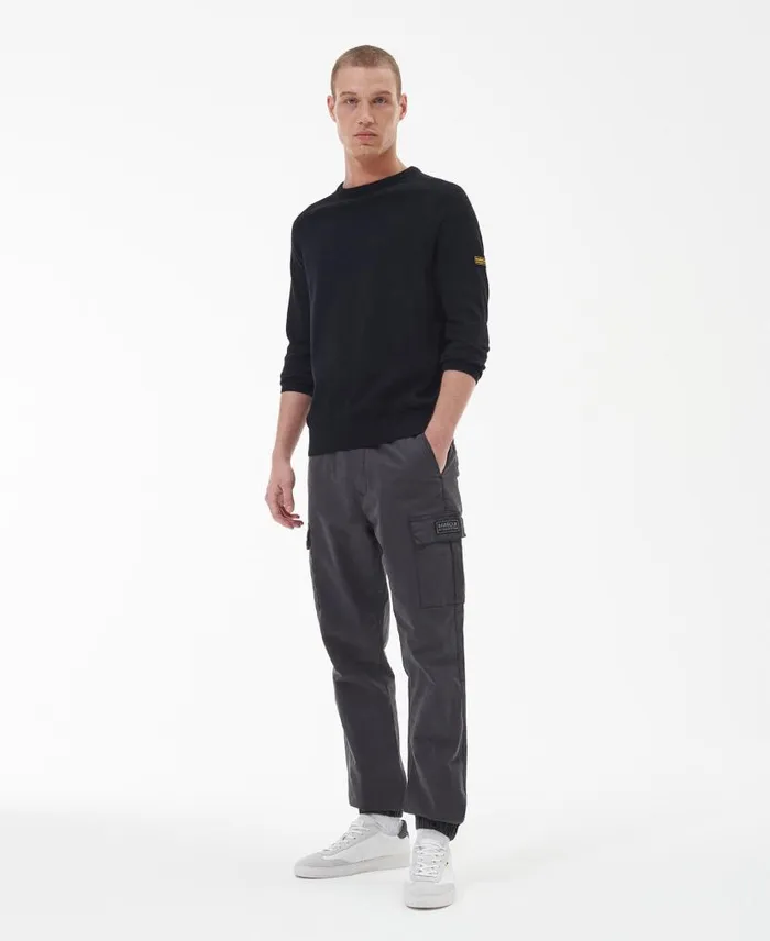 Cotton Crew Neck Sweater Anthracite Marl Men Barbour Jumpers