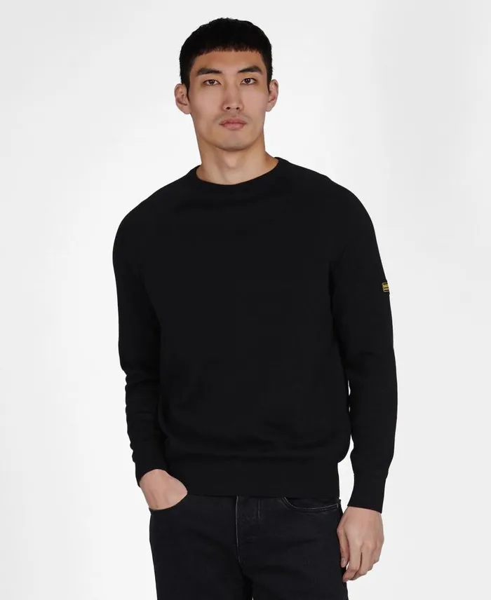 Cotton Crew Neck Sweater Anthracite Marl Men Barbour Jumpers