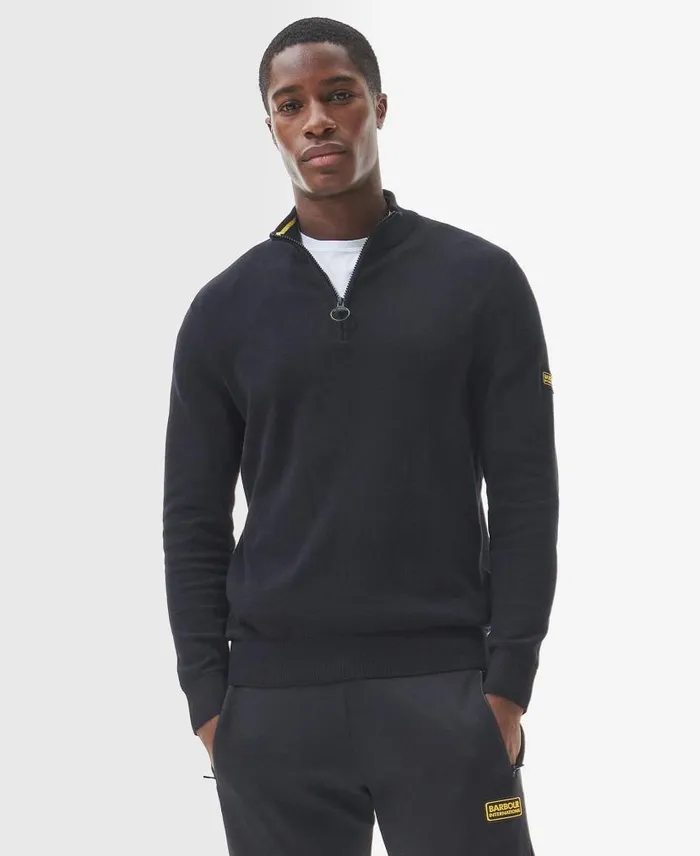 Cotton Half Zip Sweater Anthracite Marl Men Barbour Jumpers