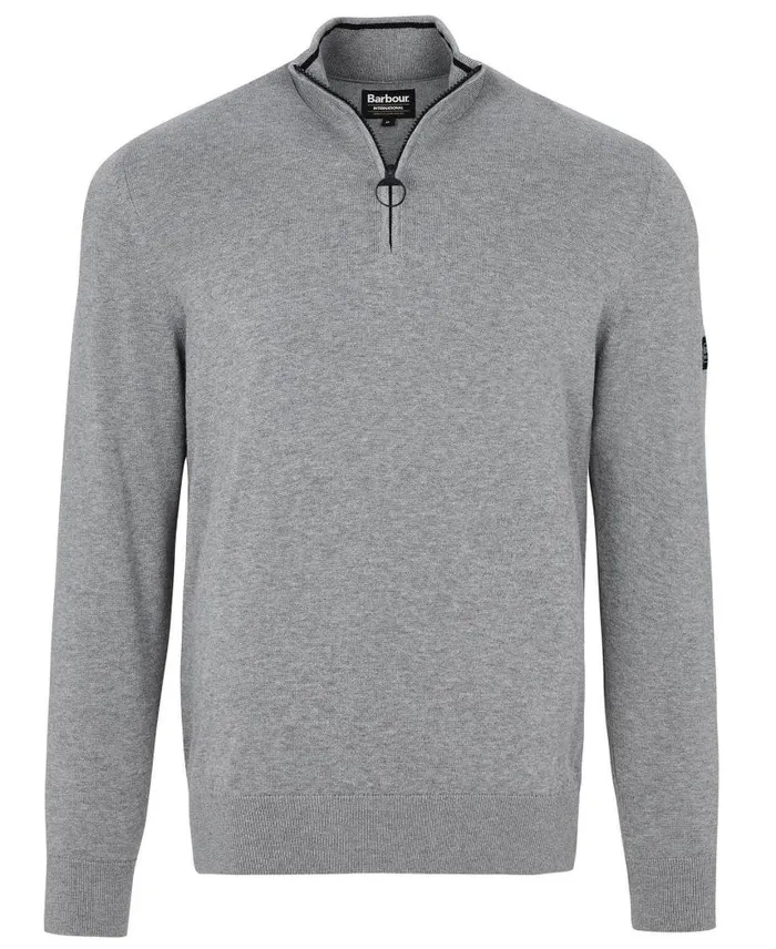Cotton Half Zip Sweater Anthracite Marl Men Barbour Jumpers