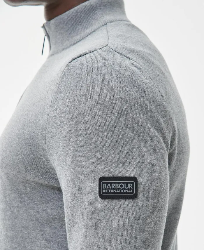 Cotton Half Zip Sweater Anthracite Marl Men Barbour Jumpers