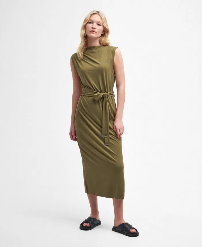 Courtney Midi Dress Golden Khaki Women Barbour Dresses and Skirts