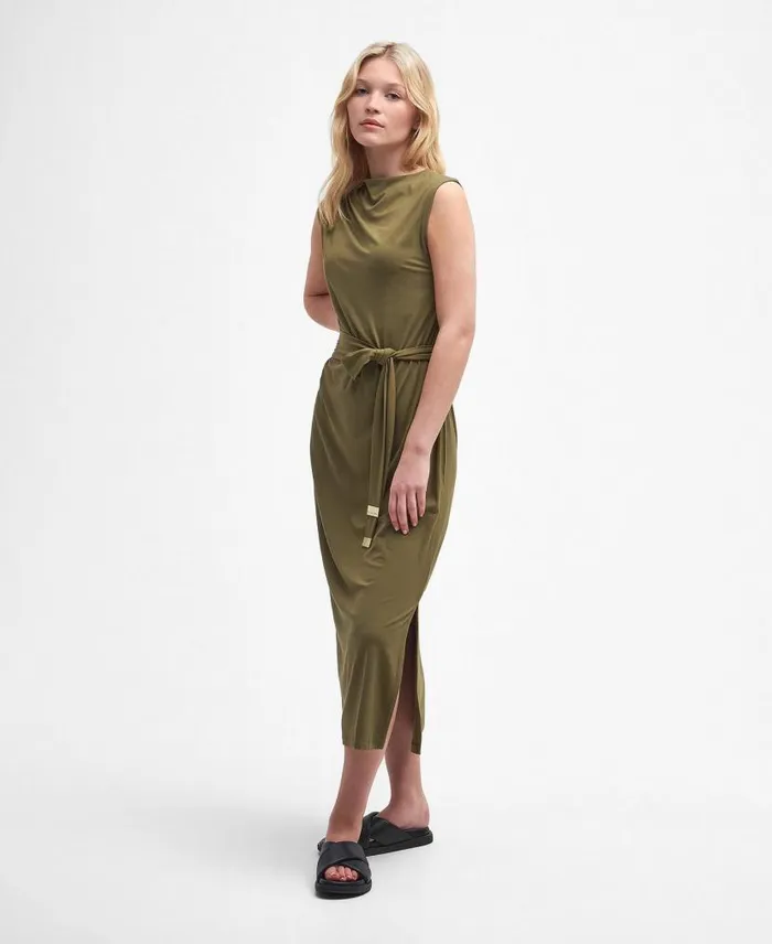 Courtney Midi Dress Golden Khaki Women Barbour Dresses and Skirts