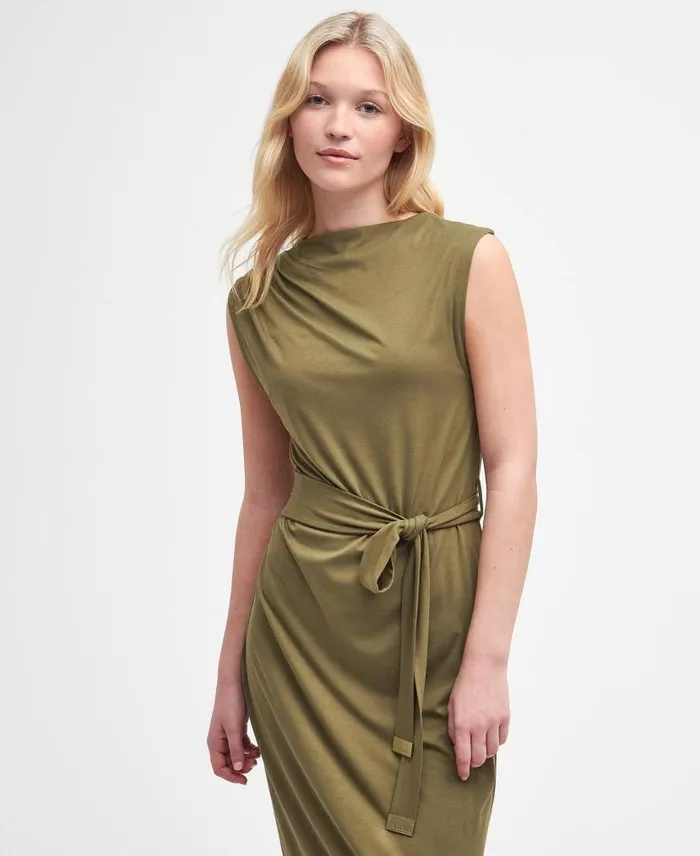 Courtney Midi Dress Golden Khaki Women Barbour Dresses and Skirts