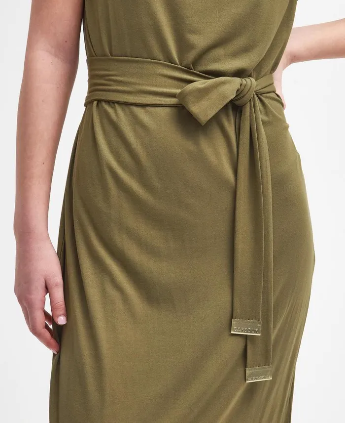 Courtney Midi Dress Golden Khaki Women Barbour Dresses and Skirts