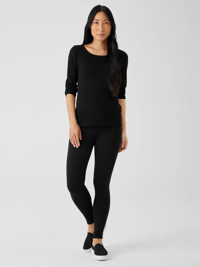 Cozy Brushed Terry Hug Leggings Black Women Eileen Fisher Pants Shorts and Jumpsuits