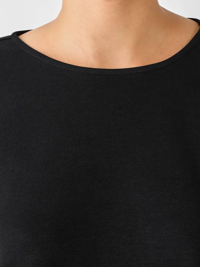 Cozy Organic Cotton Interlock BoxTop Black Women Eileen Fisher Sleepwear