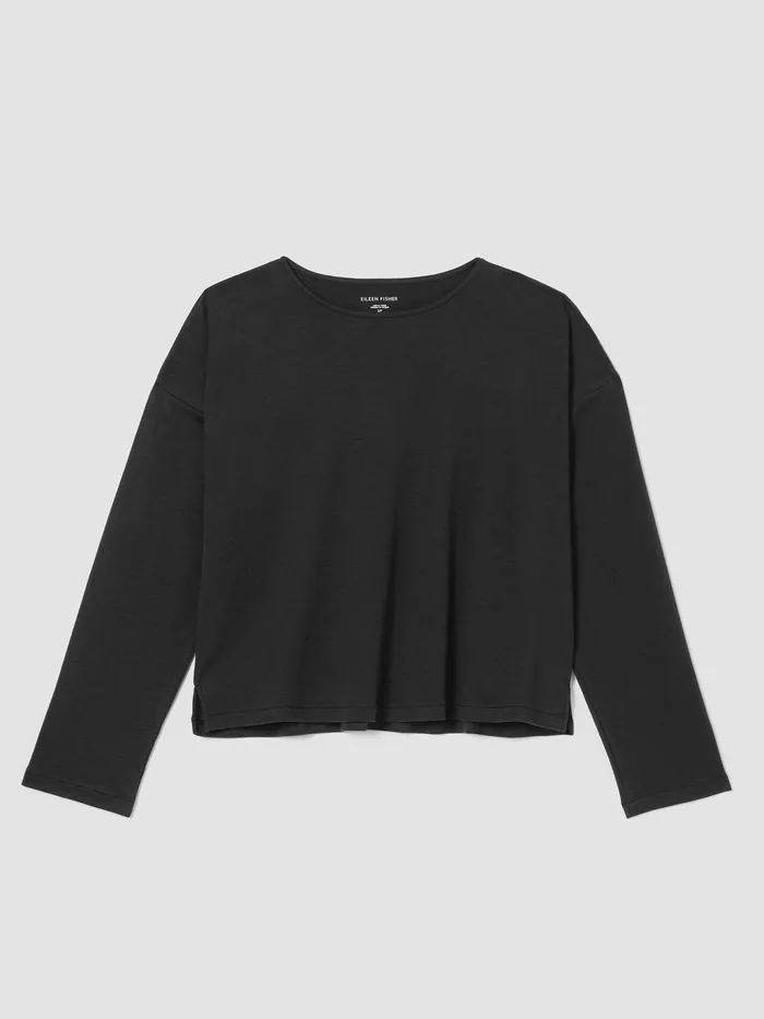 Cozy Organic Cotton Interlock BoxTop Black Women Eileen Fisher Sleepwear