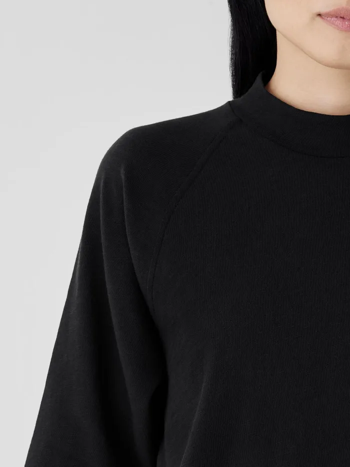 Cozy Organic Cotton Slub Mock Neck Top Black Women Eileen Fisher Tops and Tees