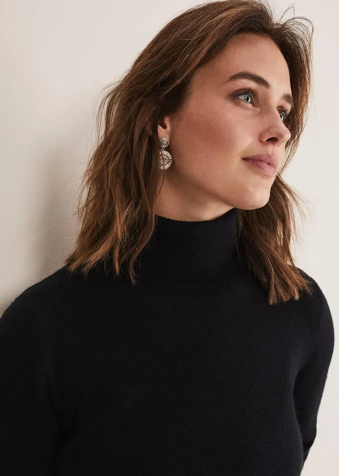 Cressida Wool Cashmere Roll Neck Black Women Phase Eight Knitwear