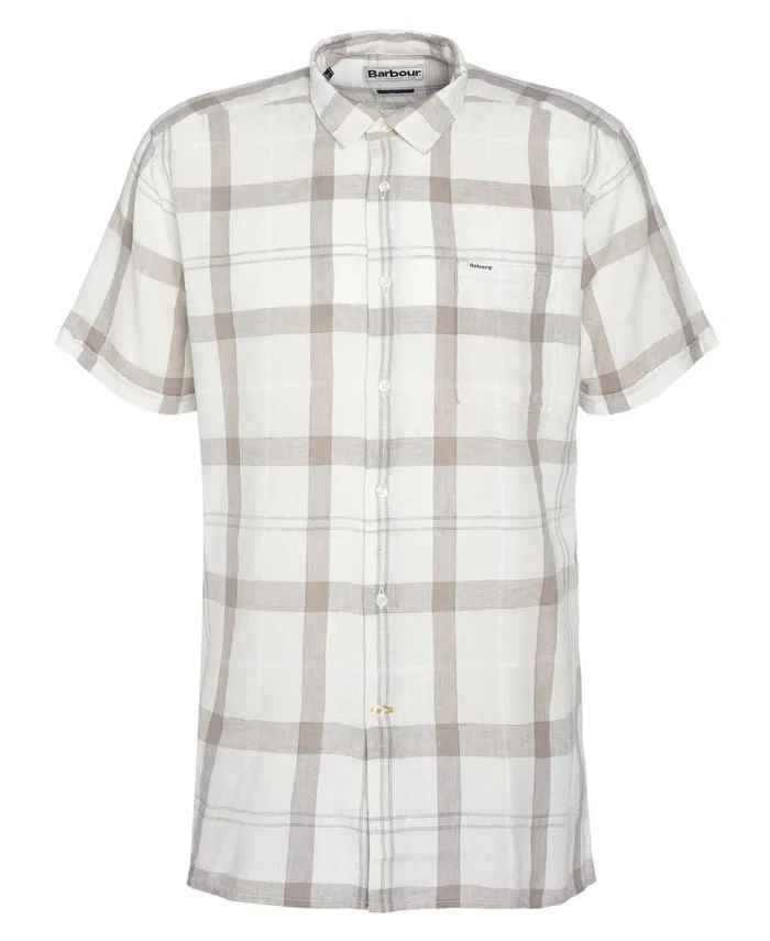 Croft Regular ShortSleeved Shirt Blue Chalk Tartan Men Barbour Shirts
