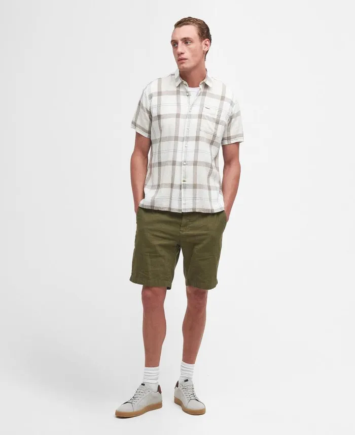 Croft Regular ShortSleeved Shirt Blue Chalk Tartan Men Barbour Shirts