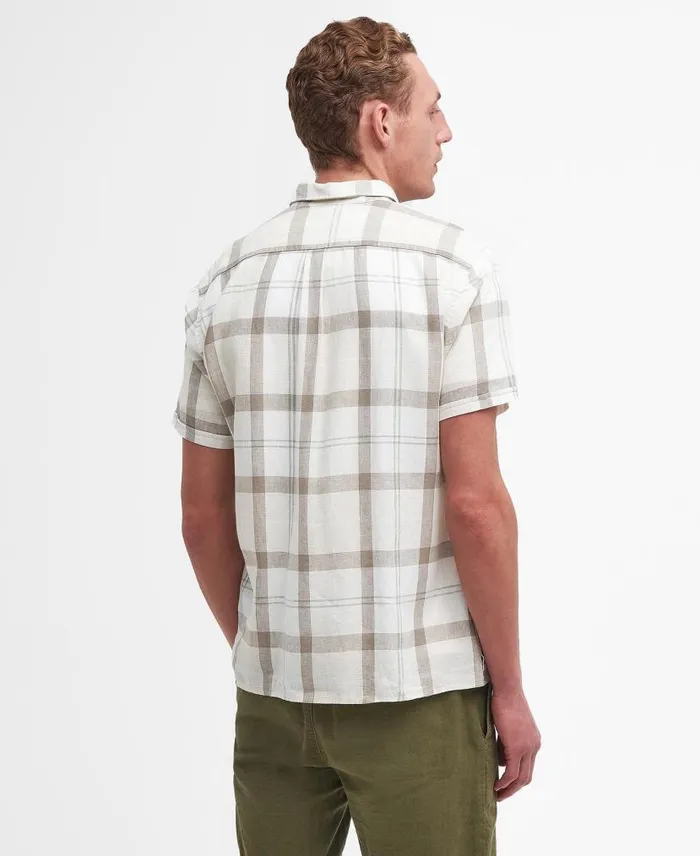 Croft Regular ShortSleeved Shirt Blue Chalk Tartan Men Barbour Shirts