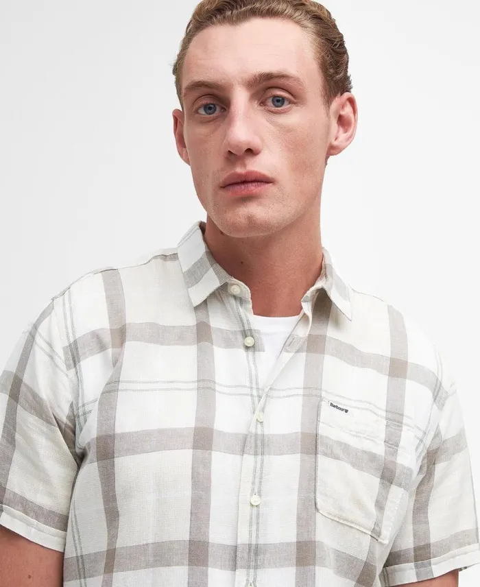 Croft Regular ShortSleeved Shirt Blue Chalk Tartan Men Barbour Shirts