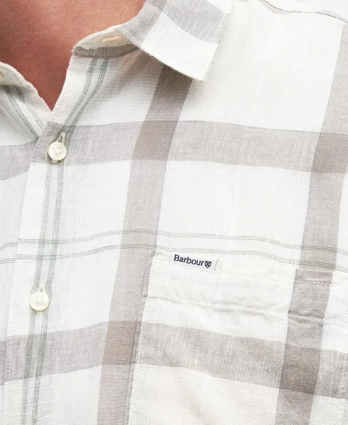 Croft Regular ShortSleeved Shirt Blue Chalk Tartan Men Barbour Shirts
