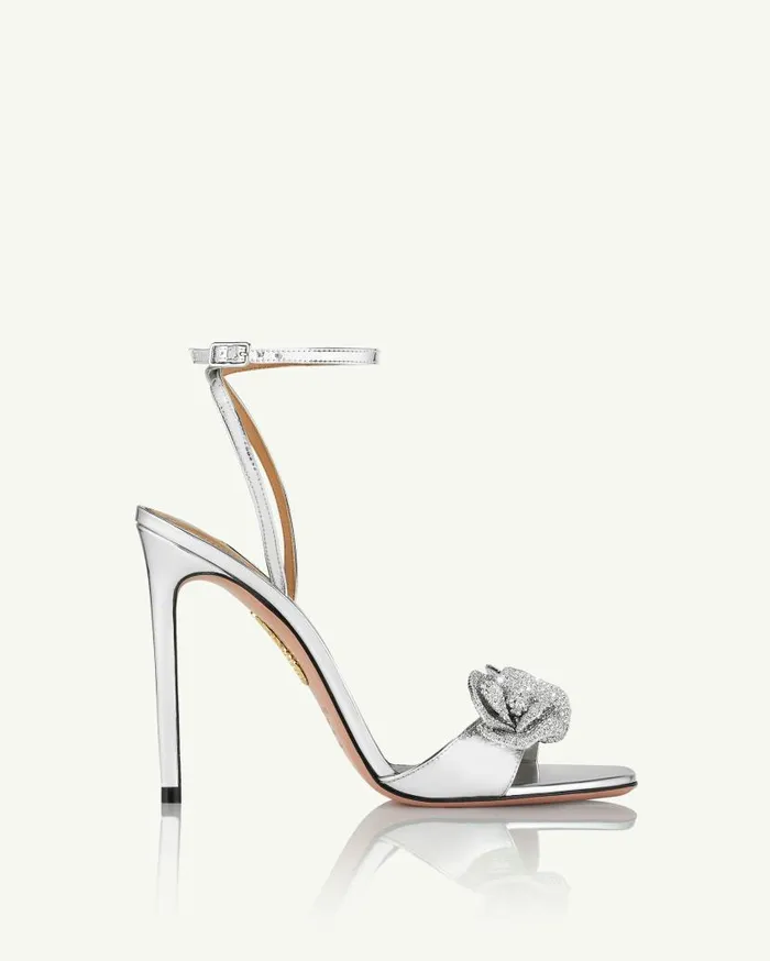 Crystal Orchid Sandal 105 Silver Women Aquazzura Sandals Crystal Orchid Sandal 105 Silver Women Aquazzura Sandals