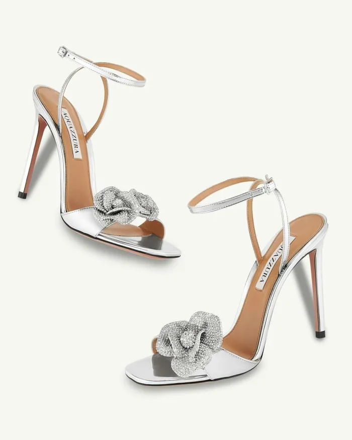 Crystal Orchid Sandal 105 Silver Women Aquazzura Sandals Crystal Orchid Sandal 105 Silver Women Aquazzura Sandals
