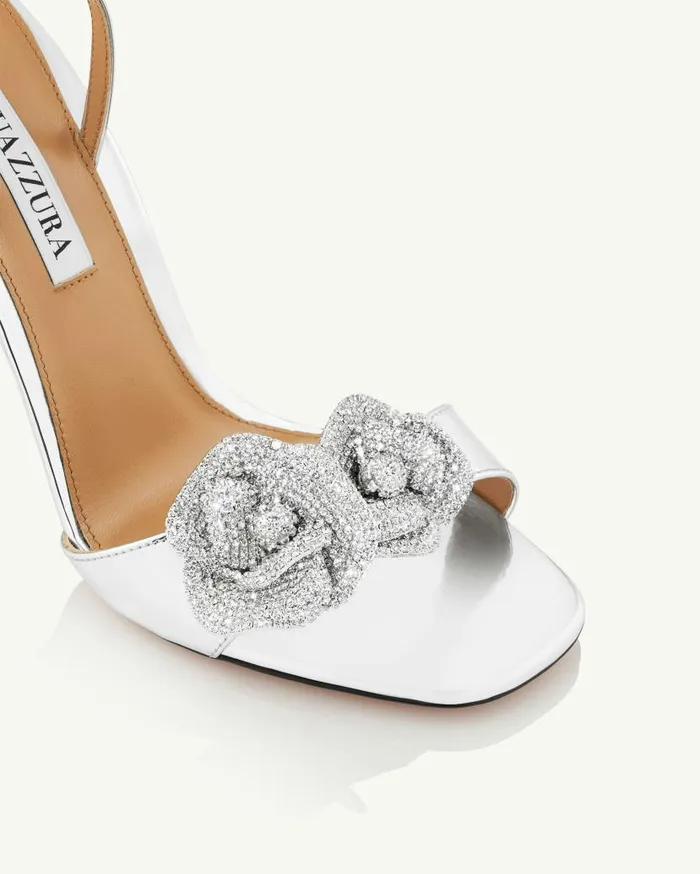 Crystal Orchid Sandal 105 Silver Women Aquazzura Sandals Crystal Orchid Sandal 105 Silver Women Aquazzura Sandals