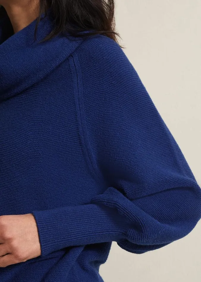 Dahlie Chunky Knit Tunic Mini Dress Royal Blue Women Phase Eight Dresses