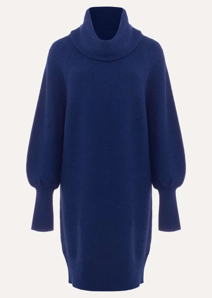 Dahlie Chunky Knit Tunic Mini Dress Royal Blue Women Phase Eight Dresses