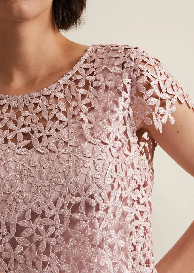 Daisy Lace Midi Dress Pale Pink Women Phase Eight Dresses