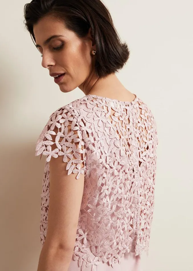 Daisy Lace Midi Dress Pale Pink Women Phase Eight Dresses