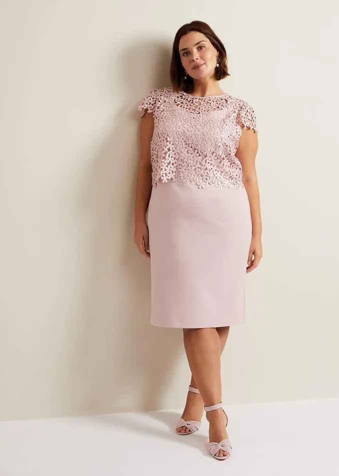 Daisy Lace Midi Dress Pale Pink Women Phase Eight Dresses