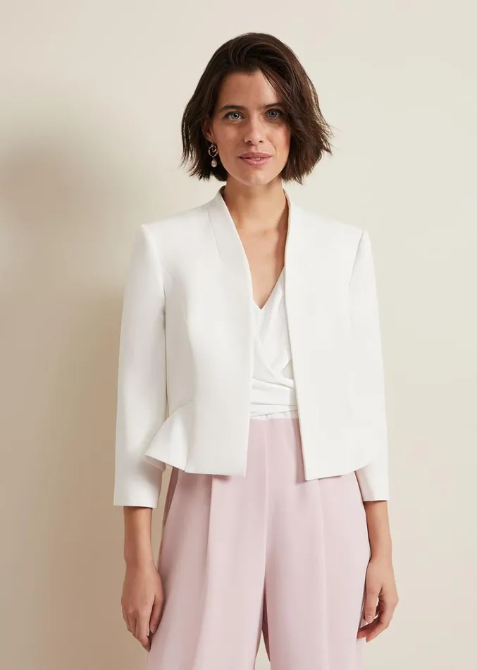 Daisy Peplum Jacket Ivory Women Phase Eight Jackets