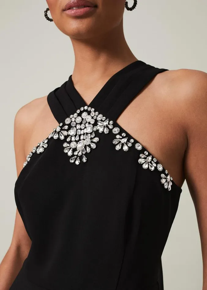 Danica Black Embellished Maxi Dress Black Women Phase Eight Dresses