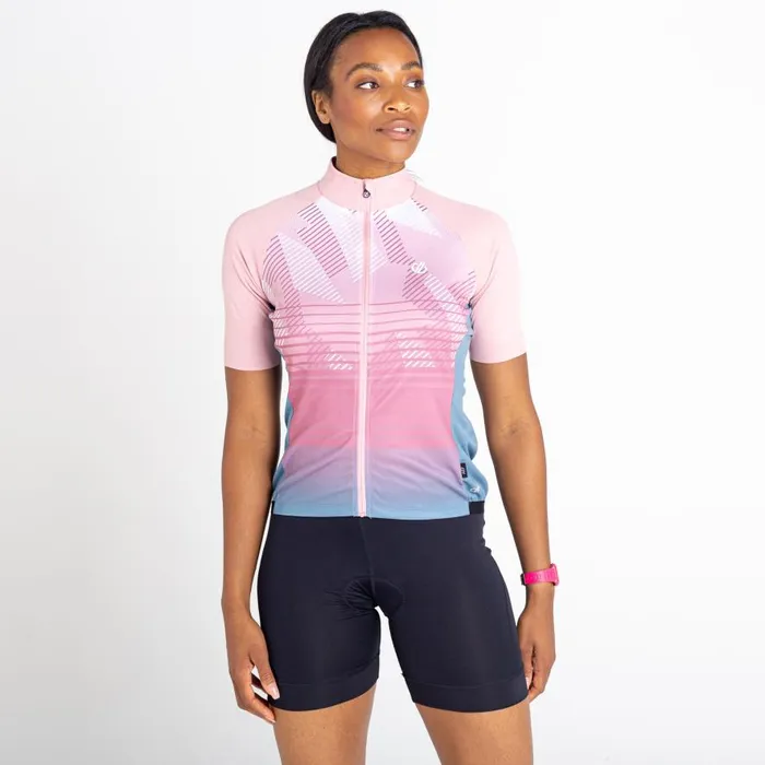 Dare 2b AEP Prompt Lightweight Jersey Powder Pink Empowered Print Women Cycling Jerseys