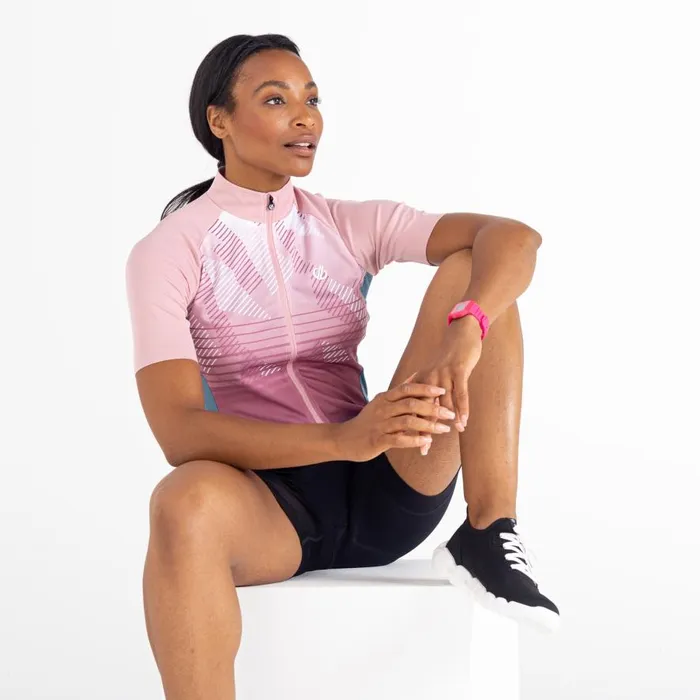 Dare 2b AEP Prompt Lightweight Jersey Powder Pink Empowered Print Women Cycling Jerseys