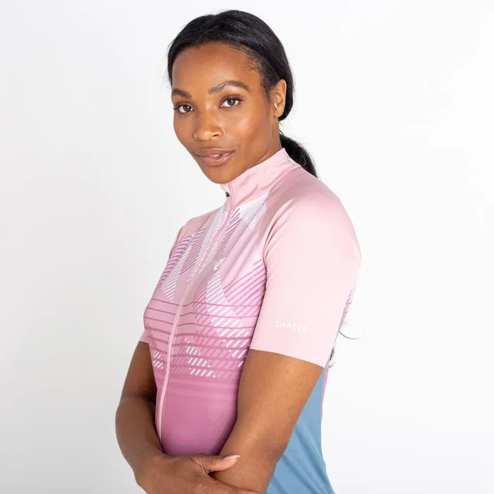 Dare 2b AEP Prompt Lightweight Jersey Powder Pink Empowered Print Women Cycling Jerseys