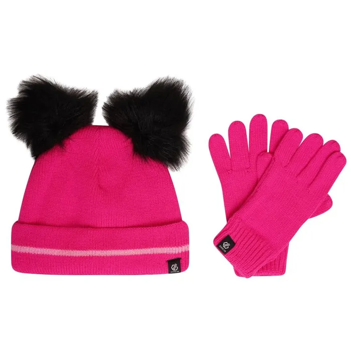Dare 2b Brighten Hat and Gloves Set Pink Glow Kids Hats