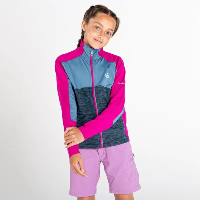 Dare 2b Exception Recycled Core Stretch Midlayer Fuchsia Bluestone Kids Fleece