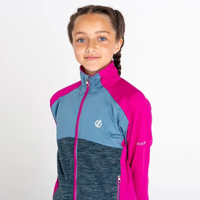 Dare 2b Exception Recycled Core Stretch Midlayer Fuchsia Bluestone Kids Fleece