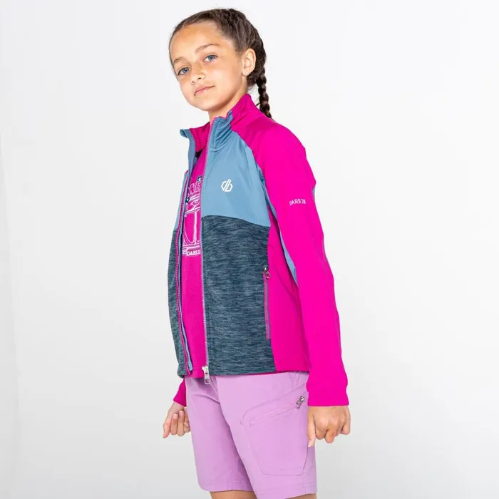 Dare 2b Exception Recycled Core Stretch Midlayer Fuchsia Bluestone Kids Fleece