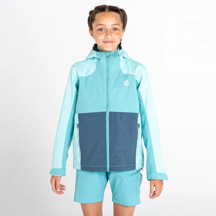Dare 2b In The Lead III Recycled Waterproof Jacket Meadowbrook Green Aqua Splash Kids Waterproof Jackets